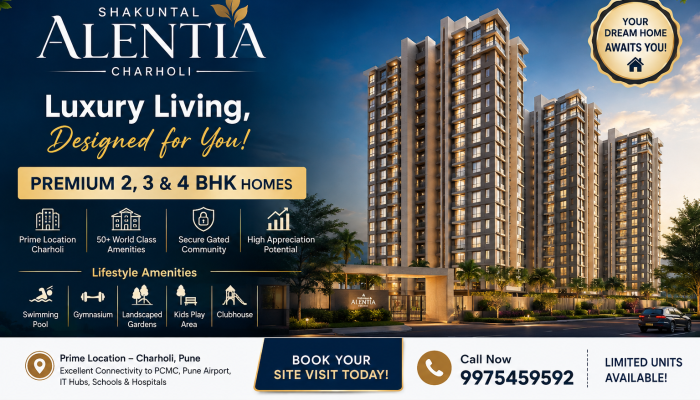 Shakuntal Alentia 4,3& 2BHK flats Charholi Shakuntal Alentia Charholi: Discover Premium 2, 3 & 4 BHK Homes in Pune.Shakuntal Alentia Charholi | 2, 3 & 4 BHK Homes in Pune